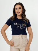 T-Shirt Feminina Cristã de Agodão Premium Filha do Rei com Pérolas