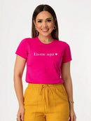 T-Shirt Feminina de Algodão Estampa Cristã Eis-me Aqui - Várias Cores