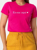 T-Shirt Feminina de Algodão Estampa Cristã Eis-me Aqui - Várias Cores