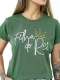 T-Shirt Feminina Cristã de Agodão Premium Filha do Rei com Pérolas