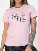 T-Shirt Feminina Cristã de Agodão Premium Filha do Rei com Pérolas