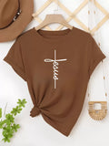 Camiseta feminina t-shirt básica estampa Jesus vertical 100% algodão tendencia casual