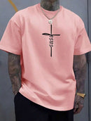 Camiseta Básica Cruz De Jesus (FRENTE) Slim T-Shirt Masculina Feminina Algodão Camisa Costura Reforçada Unissex StreetWear