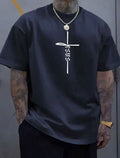 Camiseta Básica Cruz De Jesus (FRENTE) Slim T-Shirt Masculina Feminina Algodão Camisa Costura Reforçada Unissex StreetWear