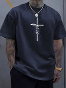 Camiseta Básica Cruz De Jesus (FRENTE) Slim T-Shirt Masculina Feminina Algodão Camisa Costura Reforçada Unissex StreetWear