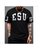 Blusa Masculina JESUS VIVE Lançamento Estampa Evangélica Cristã Minimalista Gola Redonda