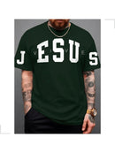 Blusa Masculina JESUS VIVE Lançamento Estampa Evangélica Cristã Minimalista Gola Redonda