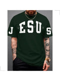Blusa Masculina JESUS VIVE Lançamento Estampa Evangélica Cristã Minimalista Gola Redonda