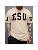 Blusa Masculina JESUS VIVE Lançamento Estampa Evangélica Cristã Minimalista Gola Redonda
