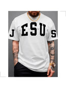 Blusa Masculina JESUS VIVE Lançamento Estampa Evangélica Cristã Minimalista Gola Redonda