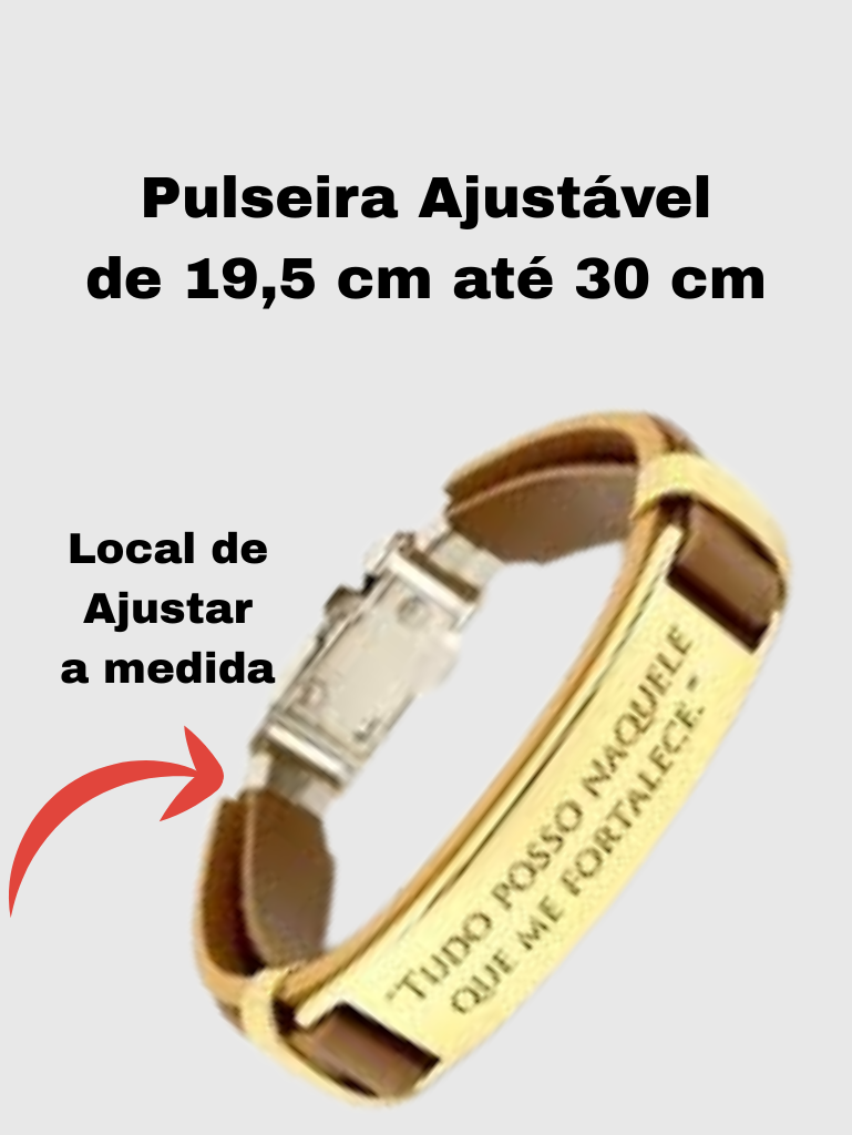 Pulseira Masculina Couro Ajustável Marrom Luxo Tudo Posso