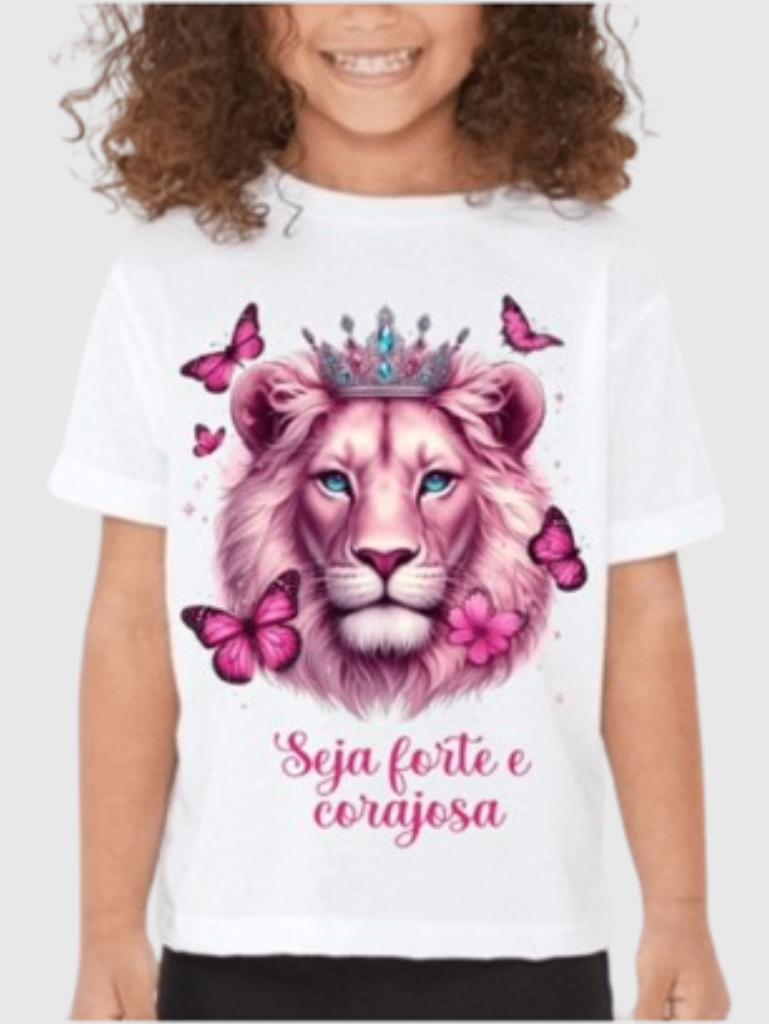 Camiseta Infantil Estampada Menina Seja Forte e Corajosa 100% Algodão