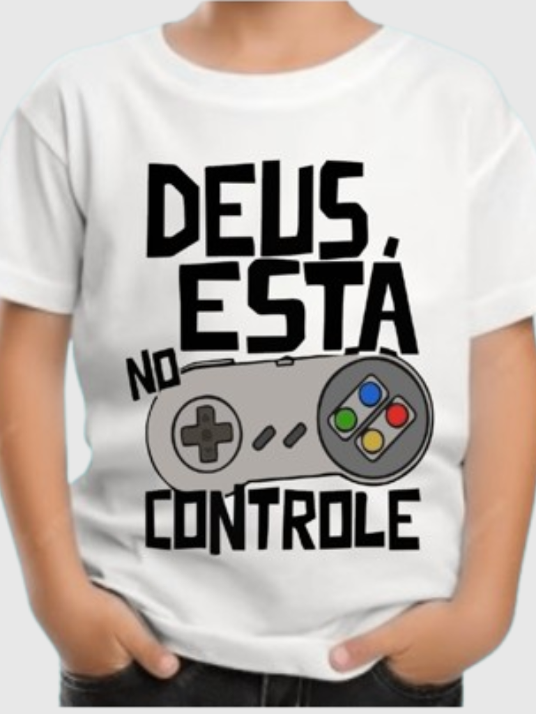 Camiseta Infantil Menino Estampa Controle 100% Algodão