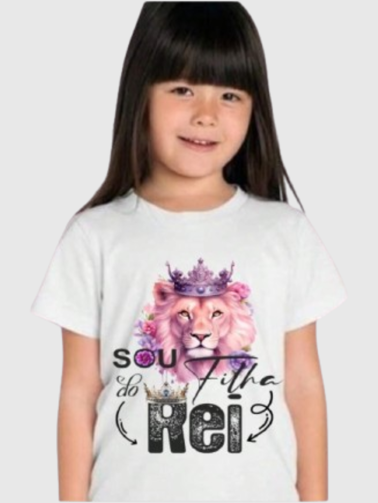 Camiseta Infantil Menina Sou Filha do Rei 100% Algodão