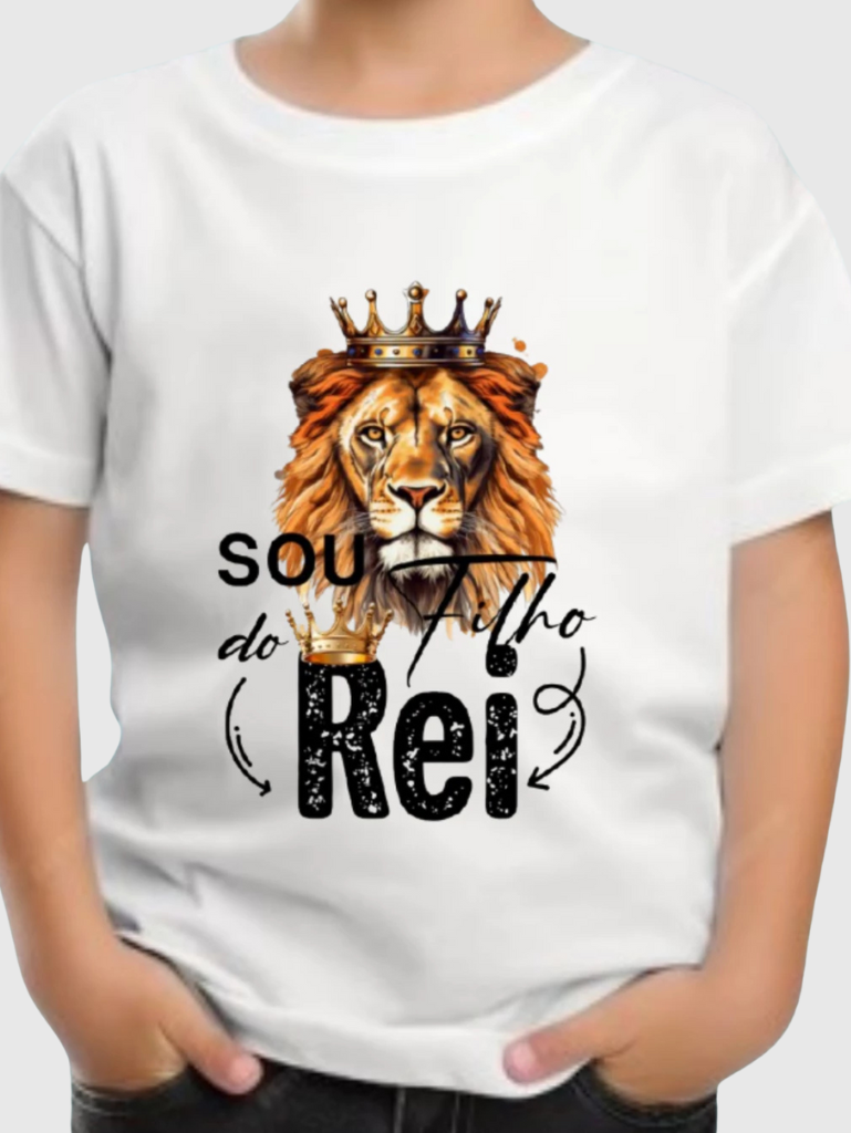 Camiseta Infantil Unissex Estampa Sou Filho do Rei 100% Algodão
