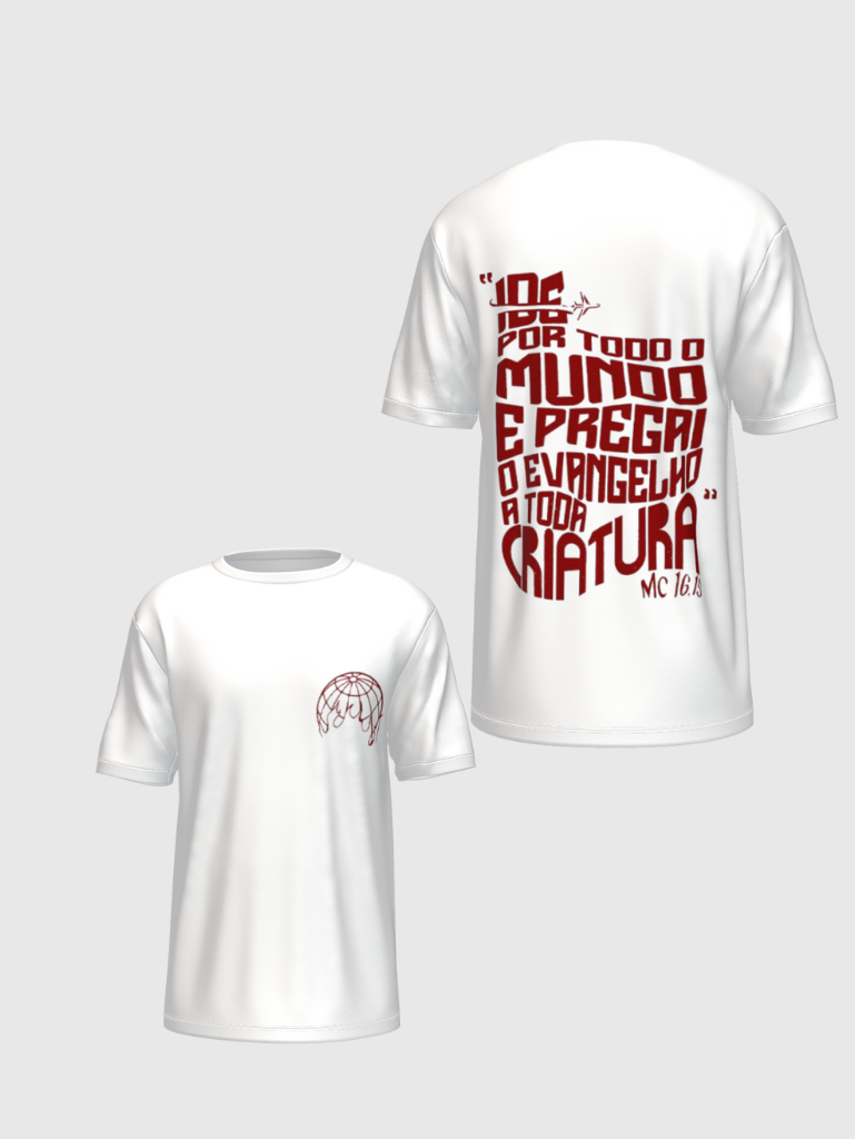 Camiseta T-Shirt Cristã 100% Algodão Ide por Todo o Mundo