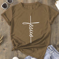 Camiseta feminina t-shirt básica estampa Jesus vertical 100% algodão tendencia casual