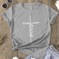 Camiseta feminina t-shirt básica estampa Jesus vertical 100% algodão tendencia casual