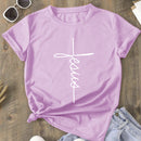 Camiseta feminina t-shirt básica estampa Jesus vertical 100% algodão tendencia casual
