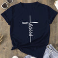 Camiseta feminina t-shirt básica estampa Jesus vertical 100% algodão tendencia casual