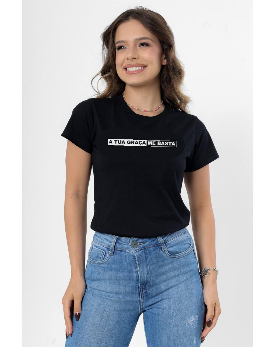 T-SHIRT A TUA GRACA ME BASTA - PRETO